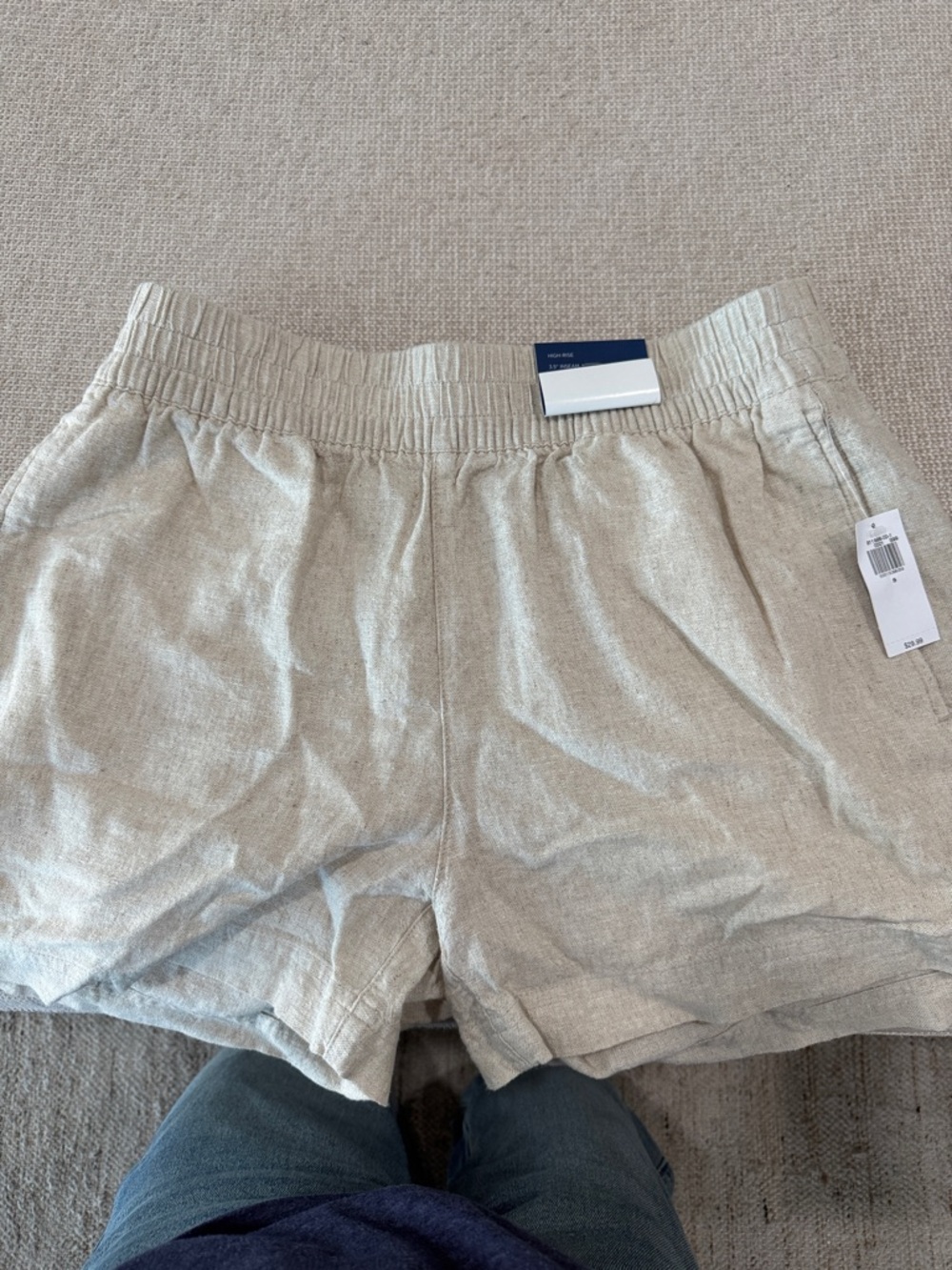Light Beige Women's Elastic-Waist Shorts
